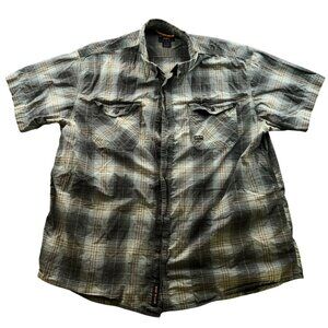 Ariat Mens Rebar Shirt Size XXL Casual Short Sleeve Plaid Button Up Green Pocket